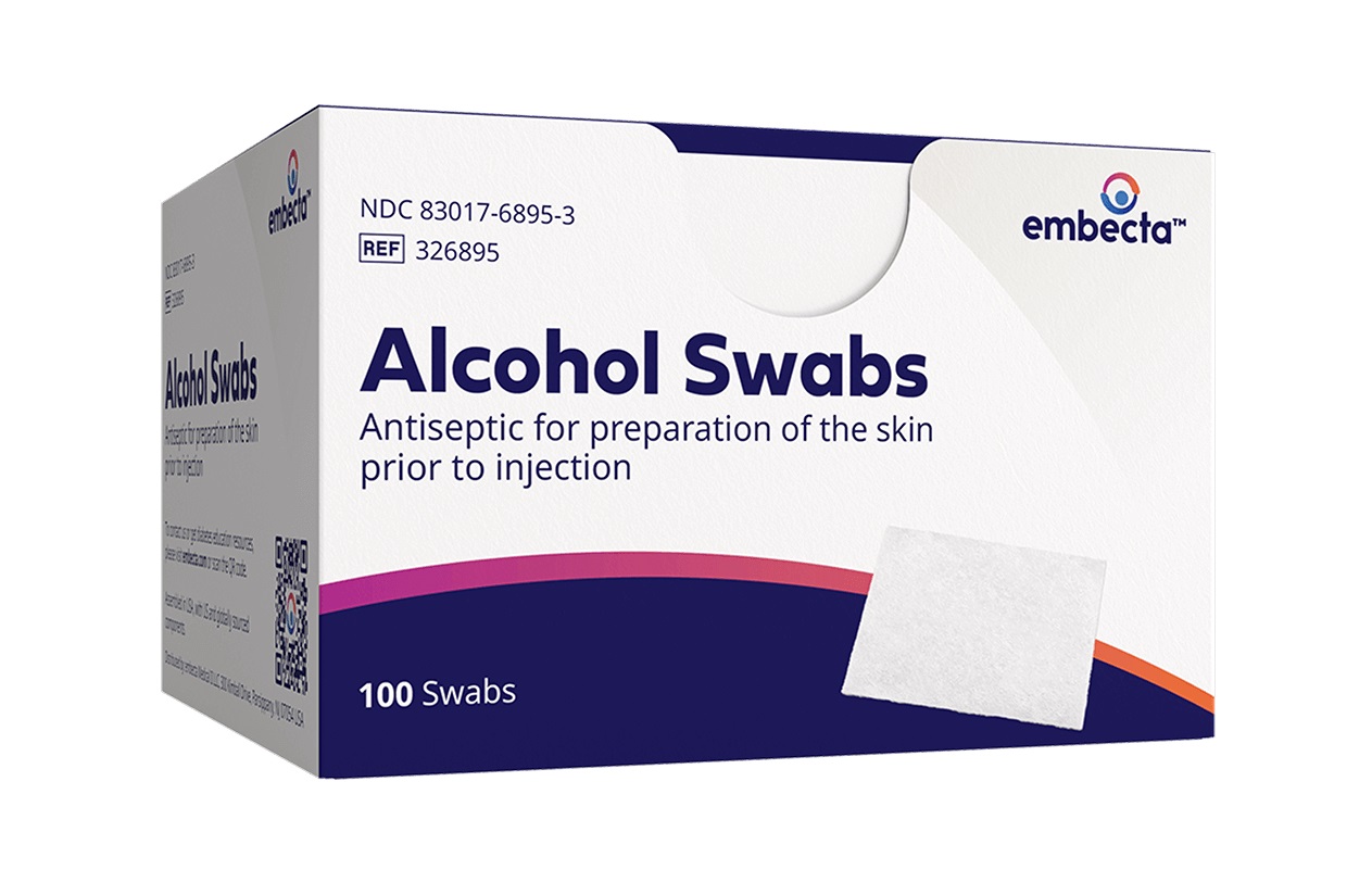 Embecta Alcohol Swabs box of 100 Ct (Formerly BD)