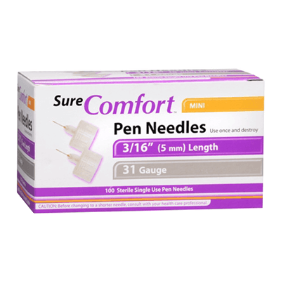 Sure Comfort 31g 3 16 5mm Insulin Pen Needles 100ct