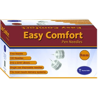 Easy Comfort 31g 5 16 8mm 100ct Pen Needles Diabetessupplies4less