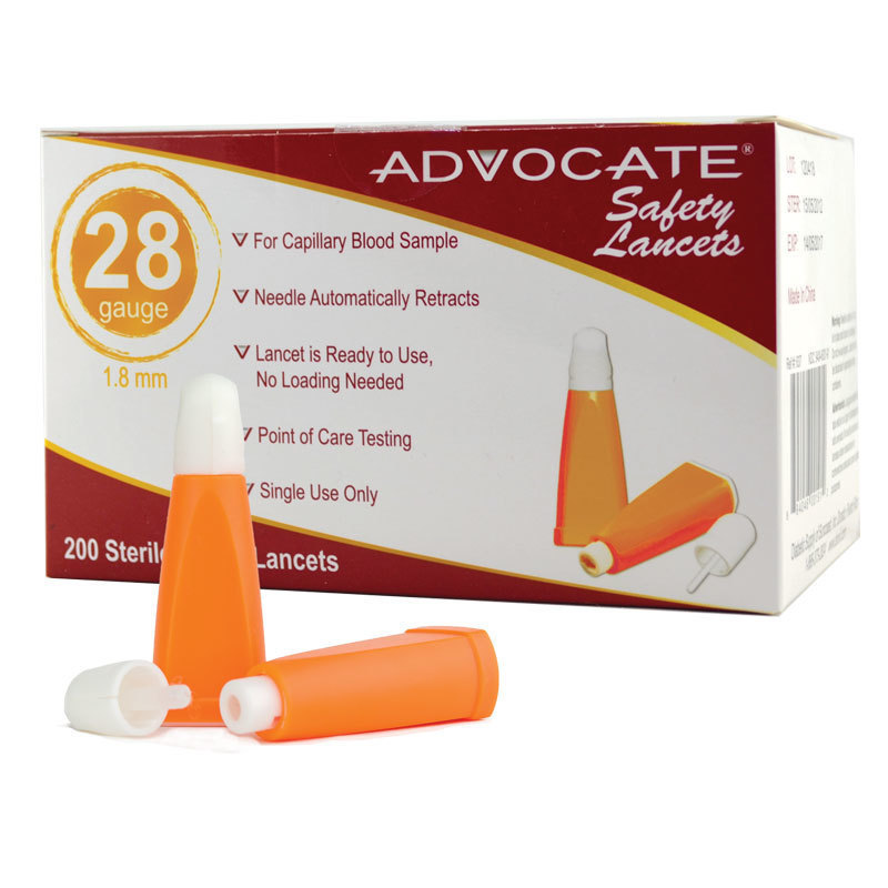 Advocate Safety Lancets 28g x 1.8mm 200ct