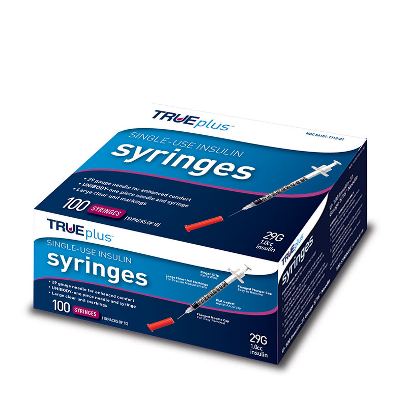 TRUEplus 29g 1cc 1/2" Syringes - 100ct
