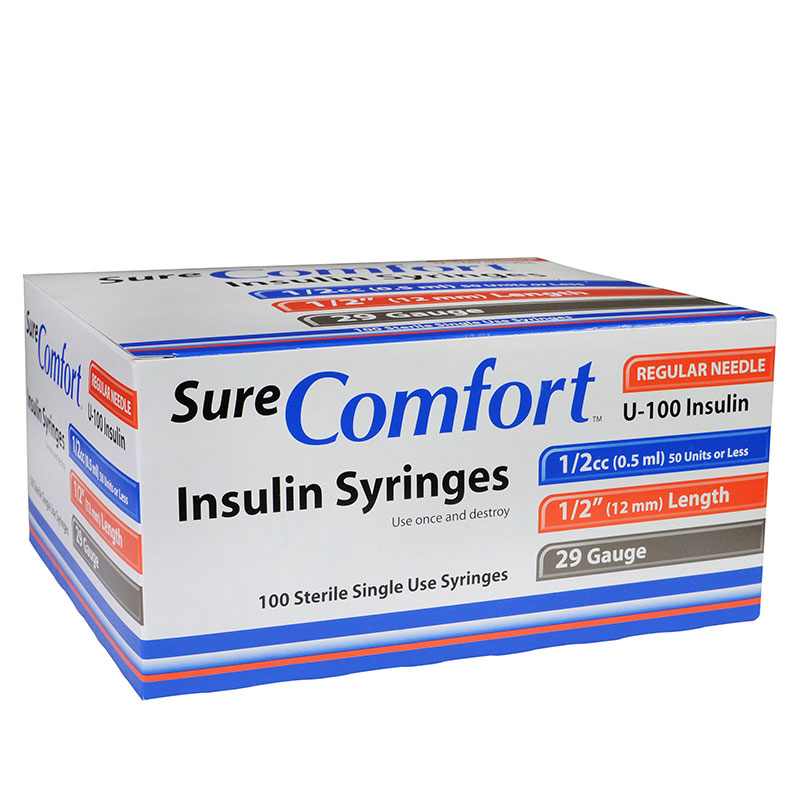 Sure Comfort 29g; 1/2cc; 12mm (1/12" in) Syringes DiabetesSupplies4Less