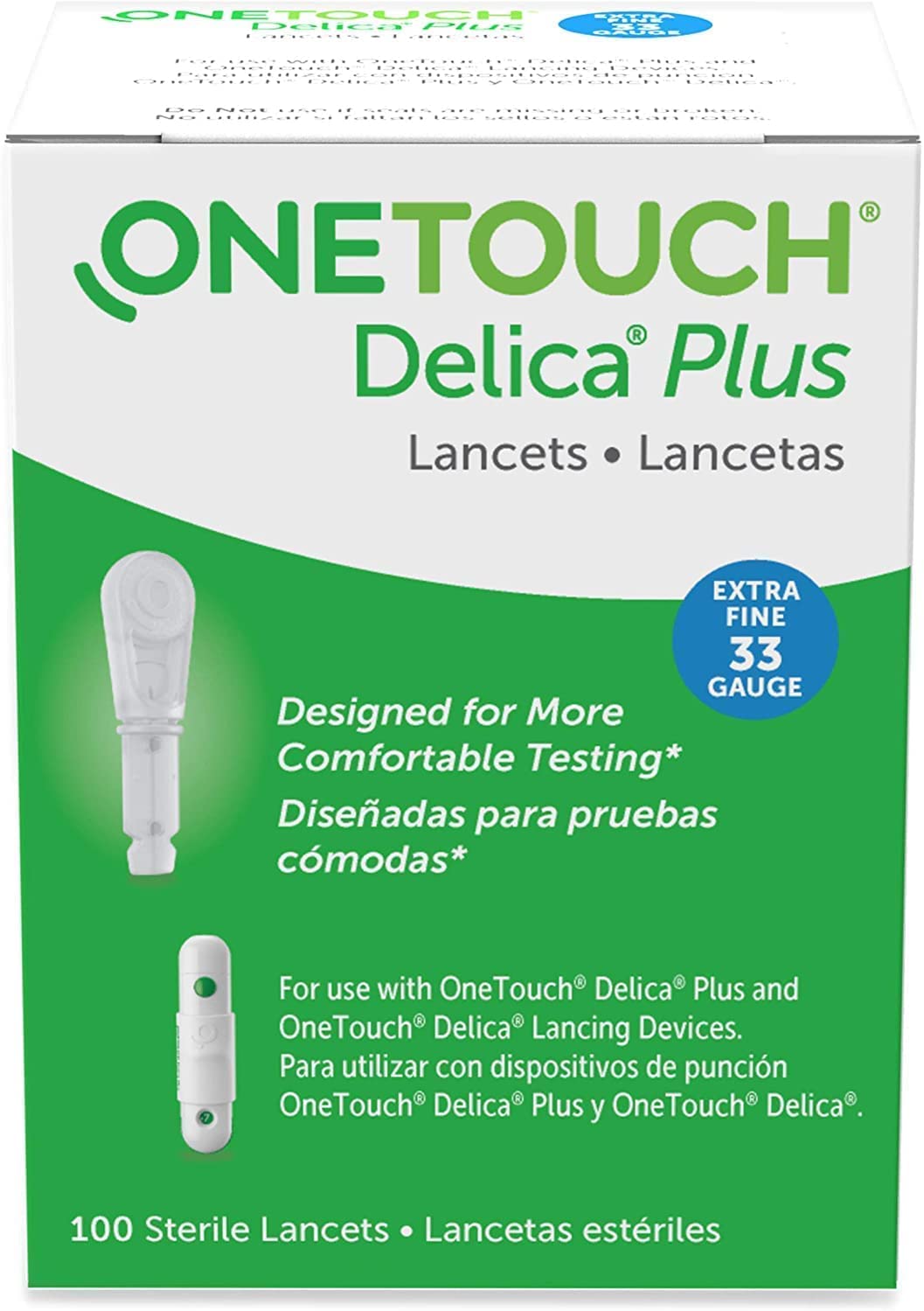 OneTouch Delica Plus lancets 33 gauge - 100 Count